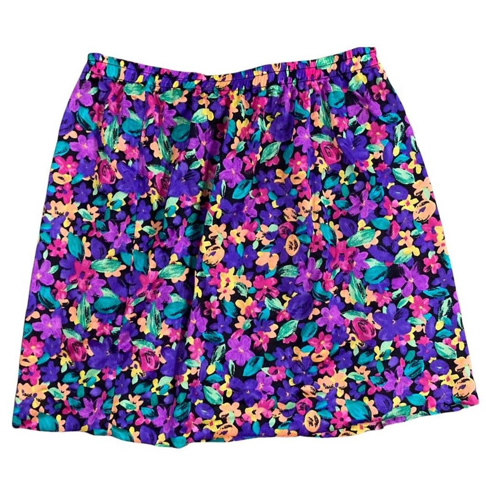 Vintage 90s high waisted super vibrant floral print mini skirt
